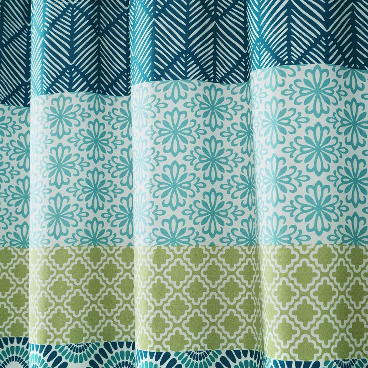Bohemian Striped Shower Curtain Colorful Bold Design, 72" X 72", Blue and Green