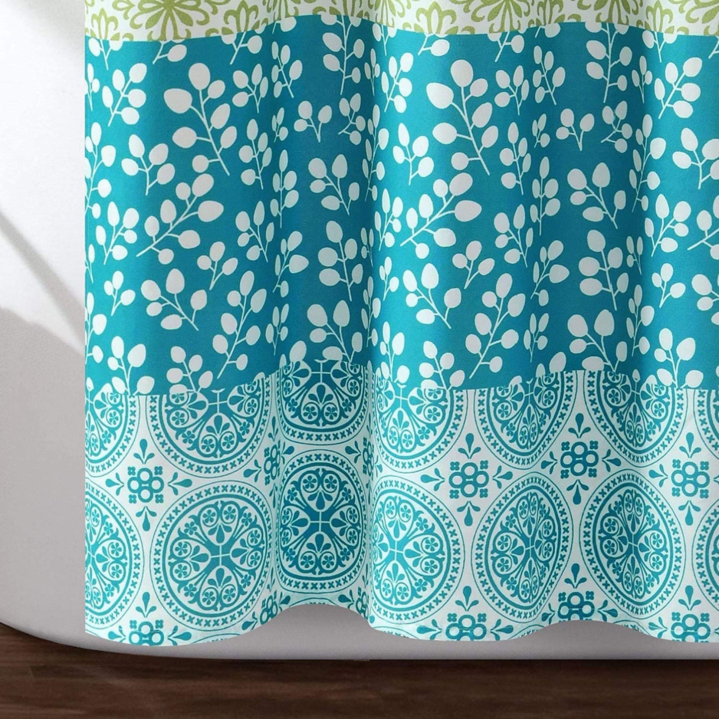 Bohemian Striped Shower Curtain Colorful Bold Design, 72" X 72", Blue and Green