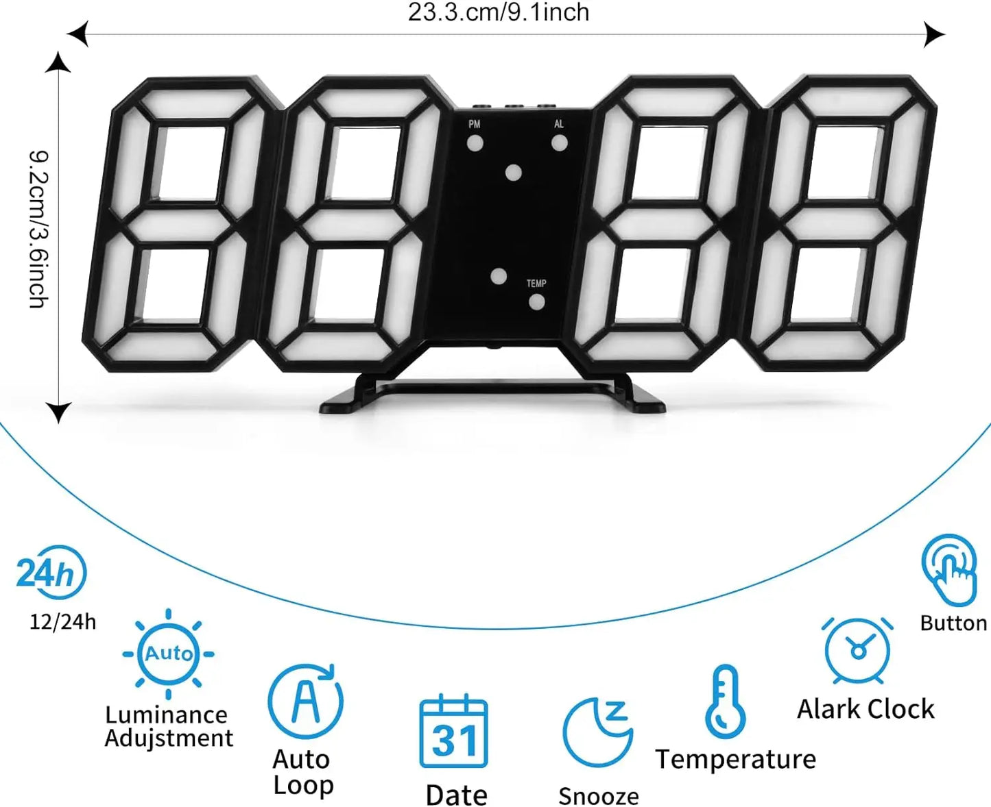 3D LED Digital Clock Luminous Fashion Wall Clock Multifunctional Creative USB Plug in Electronic Clock Home Decoration