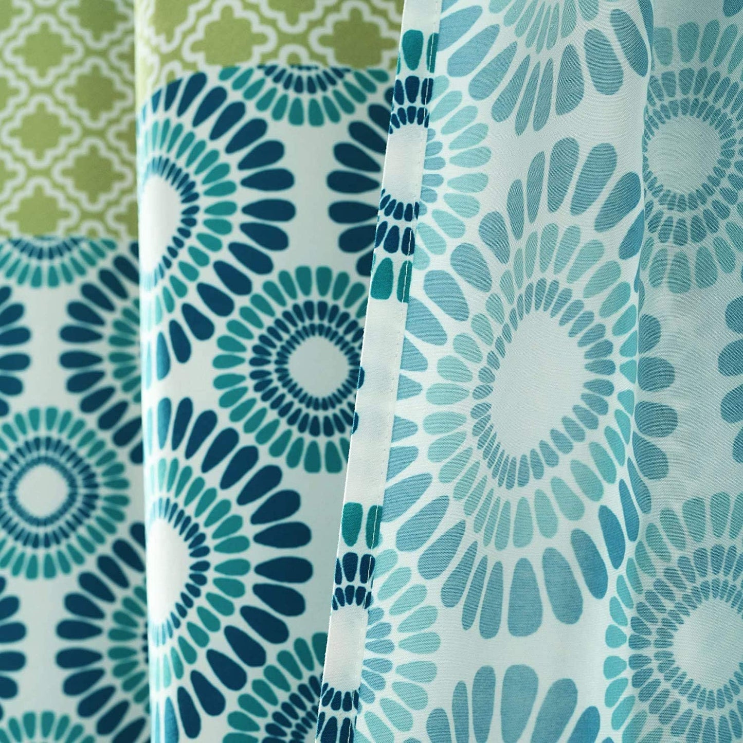 Bohemian Striped Shower Curtain Colorful Bold Design, 72" X 72", Blue and Green