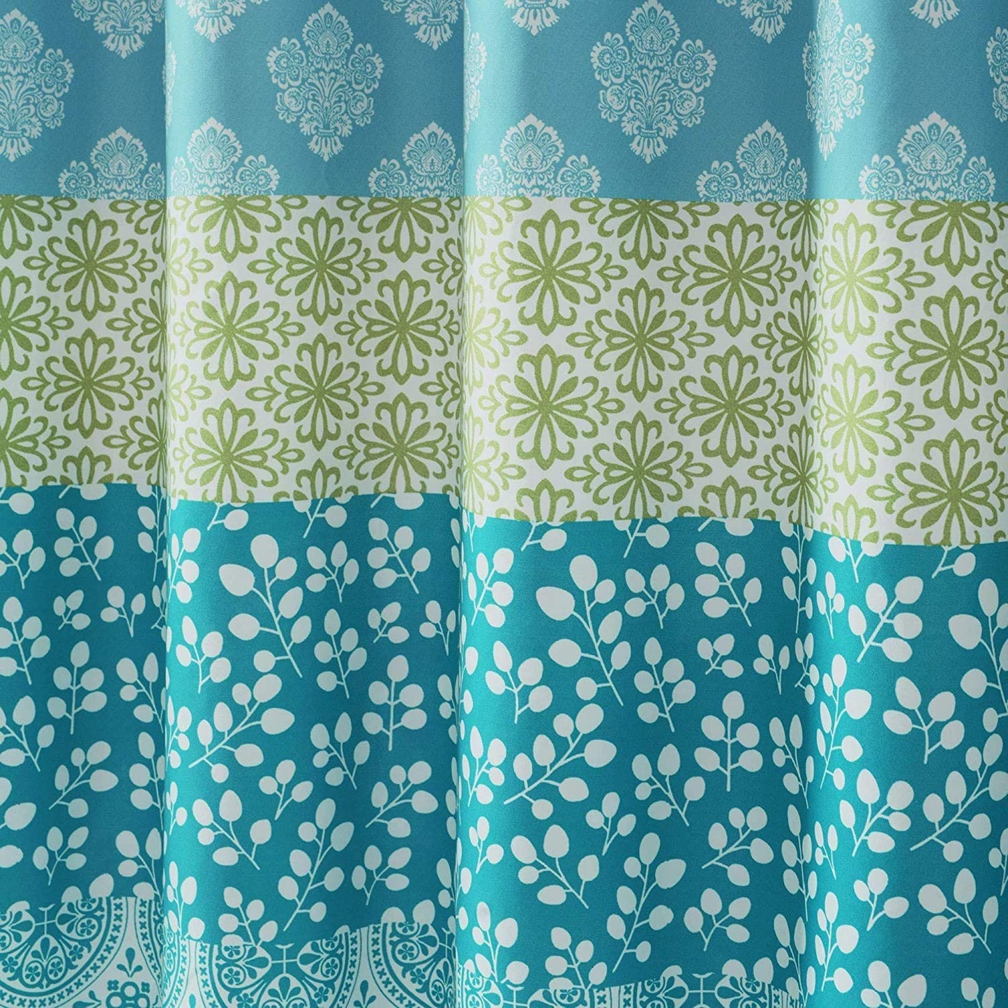 Bohemian Striped Shower Curtain Colorful Bold Design, 72" X 72", Blue and Green