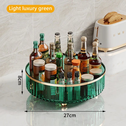 360 Rotating Tray Spice Rack Pantry Cabinet Turntable with Base Storage Bin Kitchen Organizer for Seasoning Cosmetic Storage Box