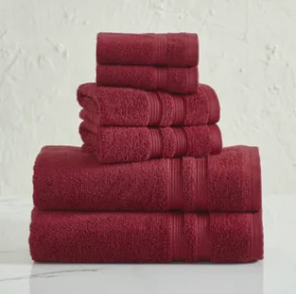 Solid 6/10/18-Piece Bath Towel Set, Cotton Textured Bathroom Towel Sets, Hand and Washecloth Set