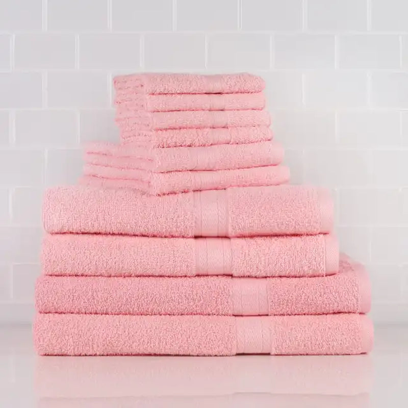 Solid 6/10/18-Piece Bath Towel Set, Cotton Textured Bathroom Towel Sets, Hand and Washecloth Set