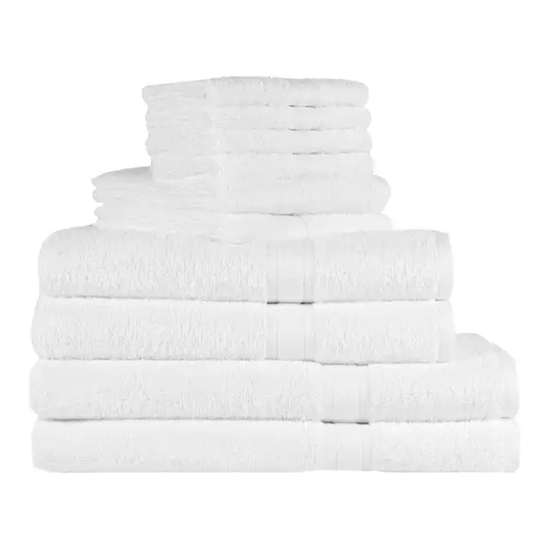 Solid 6/10/18-Piece Bath Towel Set, Cotton Textured Bathroom Towel Sets, Hand and Washecloth Set