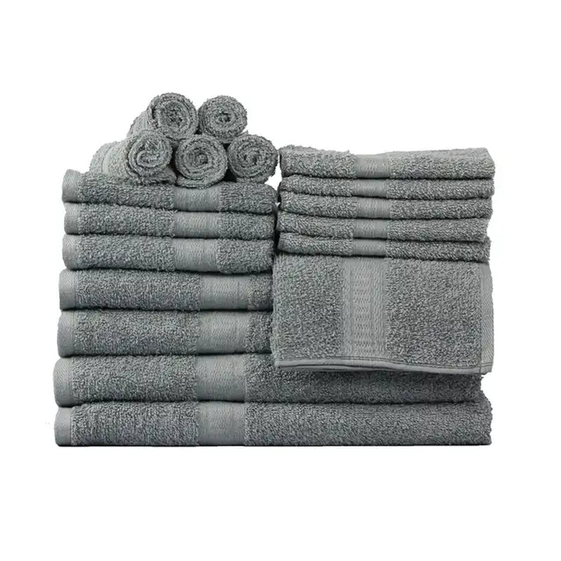 Solid 6/10/18-Piece Bath Towel Set, Cotton Textured Bathroom Towel Sets, Hand and Washecloth Set