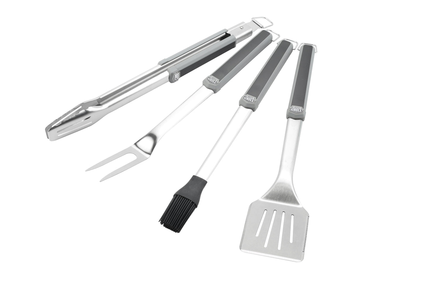 Stainless Steel BBQ Tool Set with Soft Grip, 4-Pieces