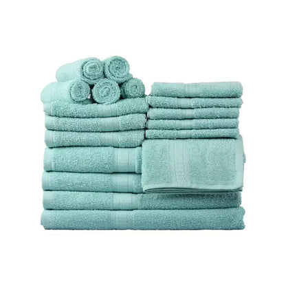 Solid 6/10/18-Piece Bath Towel Set, Cotton Textured Bathroom Towel Sets, Hand and Washecloth Set