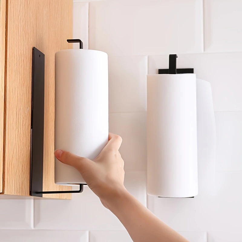 Kitchen Carbon Steel Paper Towel Rack Punch Free Paper Towel Rack Household Paper Rack Storage Rack