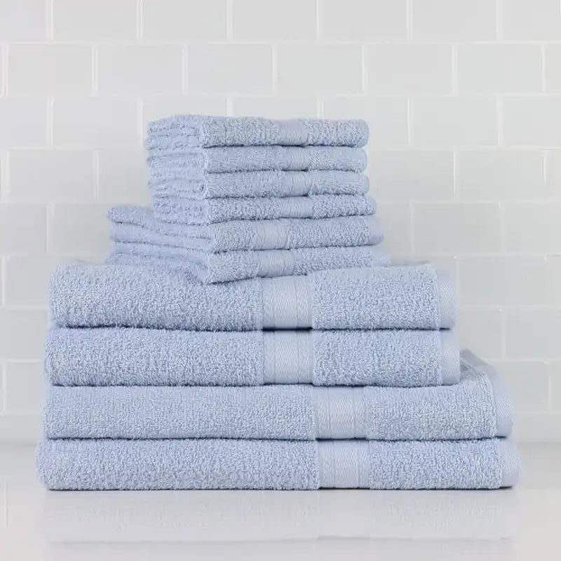 Solid 6/10/18-Piece Bath Towel Set, Cotton Textured Bathroom Towel Sets, Hand and Washecloth Set