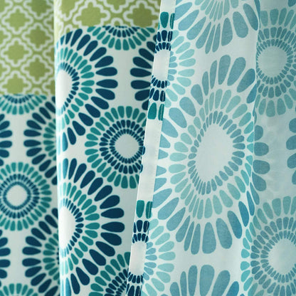 Bohemian Striped Shower Curtain Colorful Bold Design, 72" X 72", Blue and Green