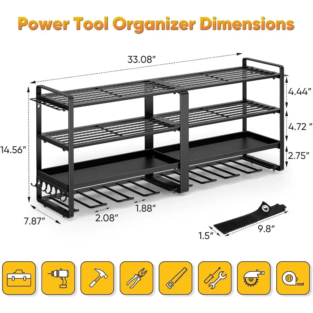 Kit Tools Organizer Power Tool Organizer Wall Mount Utility Racks Suitable for Workshop Extended Large Heavy Duty Drill Holder