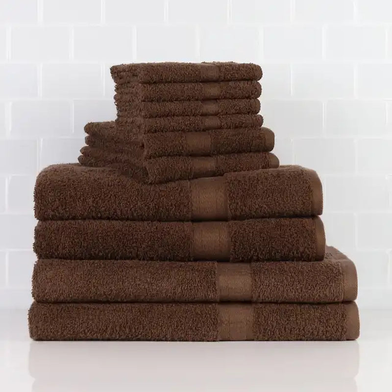 Solid 6/10/18-Piece Bath Towel Set, Cotton Textured Bathroom Towel Sets, Hand and Washecloth Set