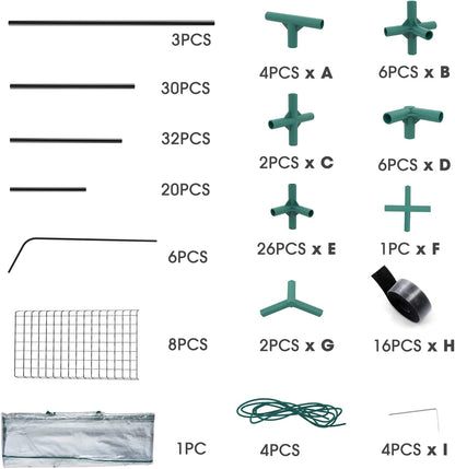 Greenhouse, Portable Green House Indoor and Outdoor, Mini Greenhouse Kit with Anchors and Ropes, 3 Tiers Pop up Greenhouse with 8 Shelves, L56.29''Xw56.29''Xh76.77''
