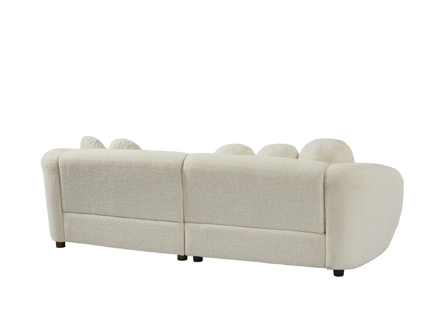 87" Loveseat Curved Sofa with 5 Pillows, Upholstered Teddy Fabric Couch for Living Room, Beige