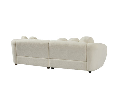 87" Loveseat Curved Sofa with 5 Pillows, Upholstered Teddy Fabric Couch for Living Room, Beige