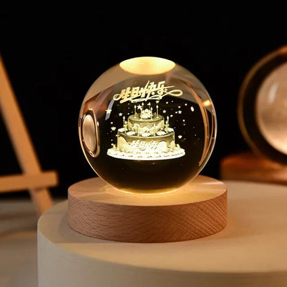 6Cm 3D Crystal Ball Crystal Planet Night Light Laser Engraved Solar System Globe Astronomy Birthday Gift Home Desktop Decoration