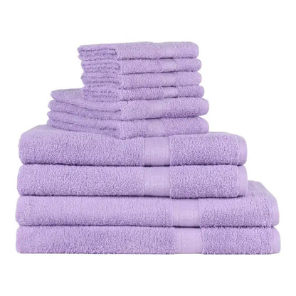 Solid 6/10/18-Piece Bath Towel Set, Cotton Textured Bathroom Towel Sets, Hand and Washecloth Set