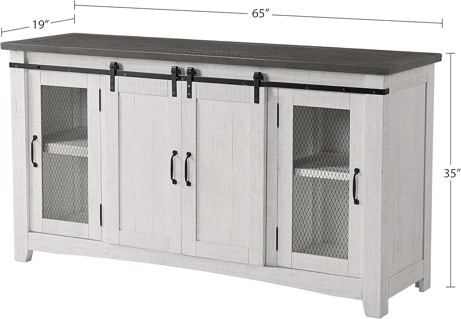 Hampton TV Stand, White Stain with Grey Stain Top