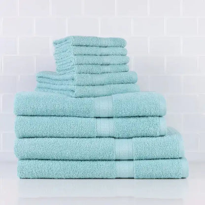 Solid 6/10/18-Piece Bath Towel Set, Cotton Textured Bathroom Towel Sets, Hand and Washecloth Set