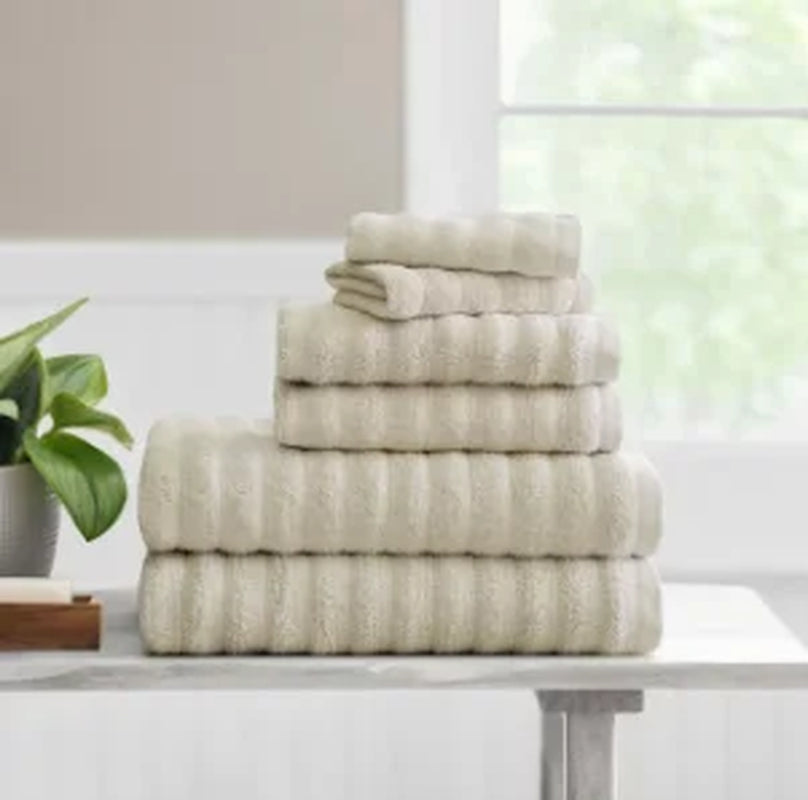 Solid 6/10/18-Piece Bath Towel Set, Cotton Textured Bathroom Towel Sets, Hand and Washecloth Set