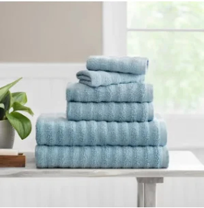 Solid 6/10/18-Piece Bath Towel Set, Cotton Textured Bathroom Towel Sets, Hand and Washecloth Set