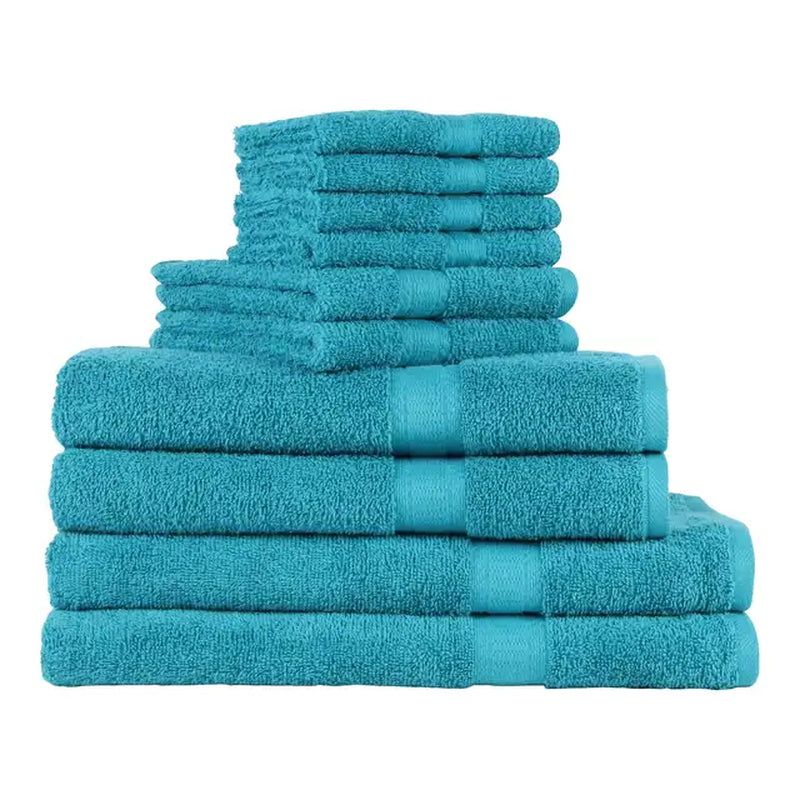 Solid 6/10/18-Piece Bath Towel Set, Cotton Textured Bathroom Towel Sets, Hand and Washecloth Set