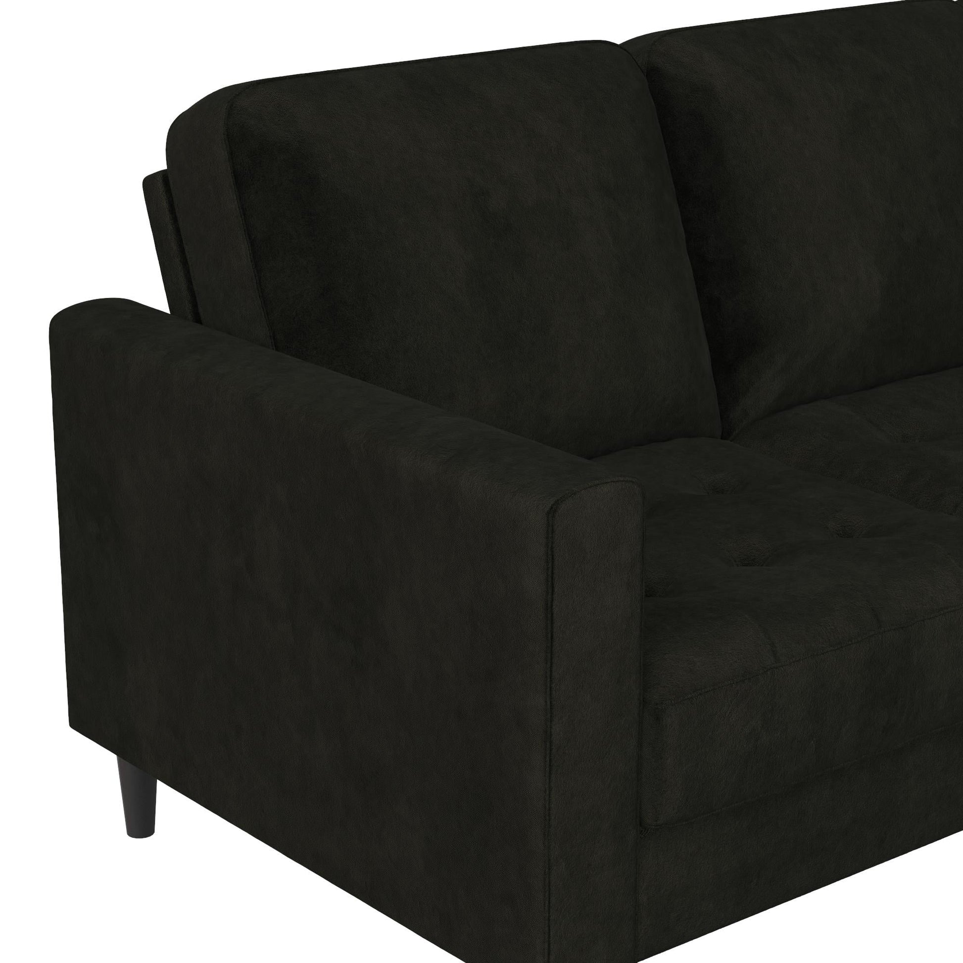 Cosmoliving Strummer Reversible Sectional Sofa Couch, Black Velvet