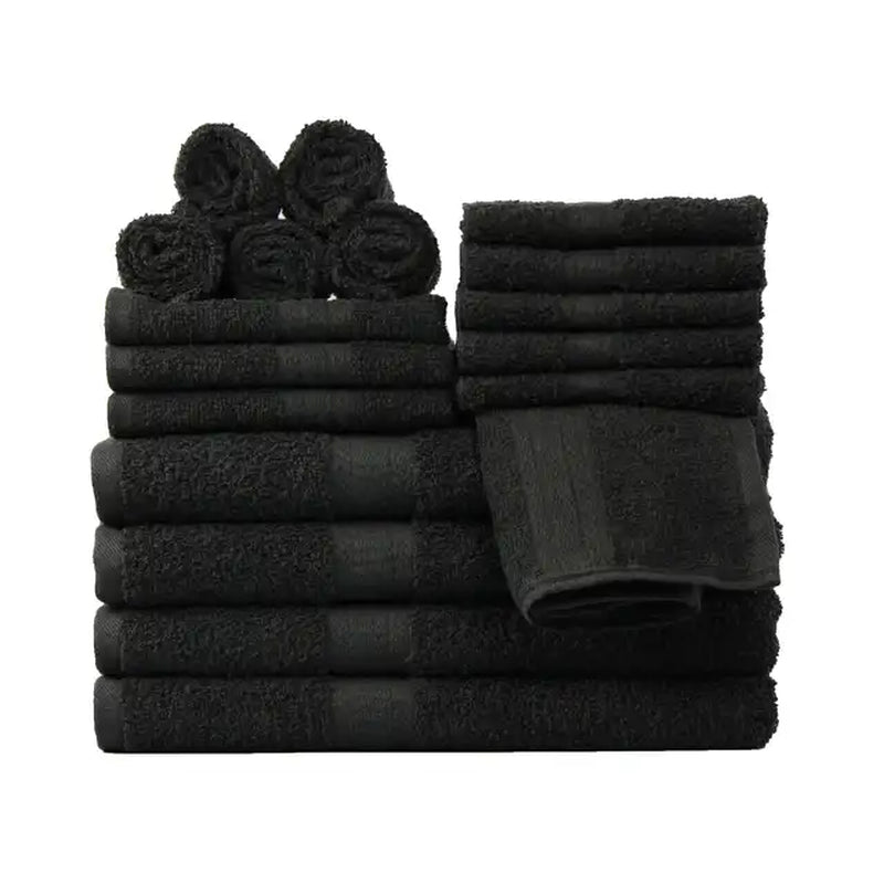 Solid 6/10/18-Piece Bath Towel Set, Cotton Textured Bathroom Towel Sets, Hand and Washecloth Set