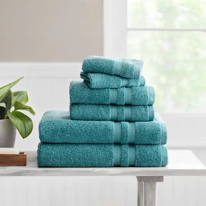 Solid 6/10/18-Piece Bath Towel Set, Cotton Textured Bathroom Towel Sets, Hand and Washecloth Set