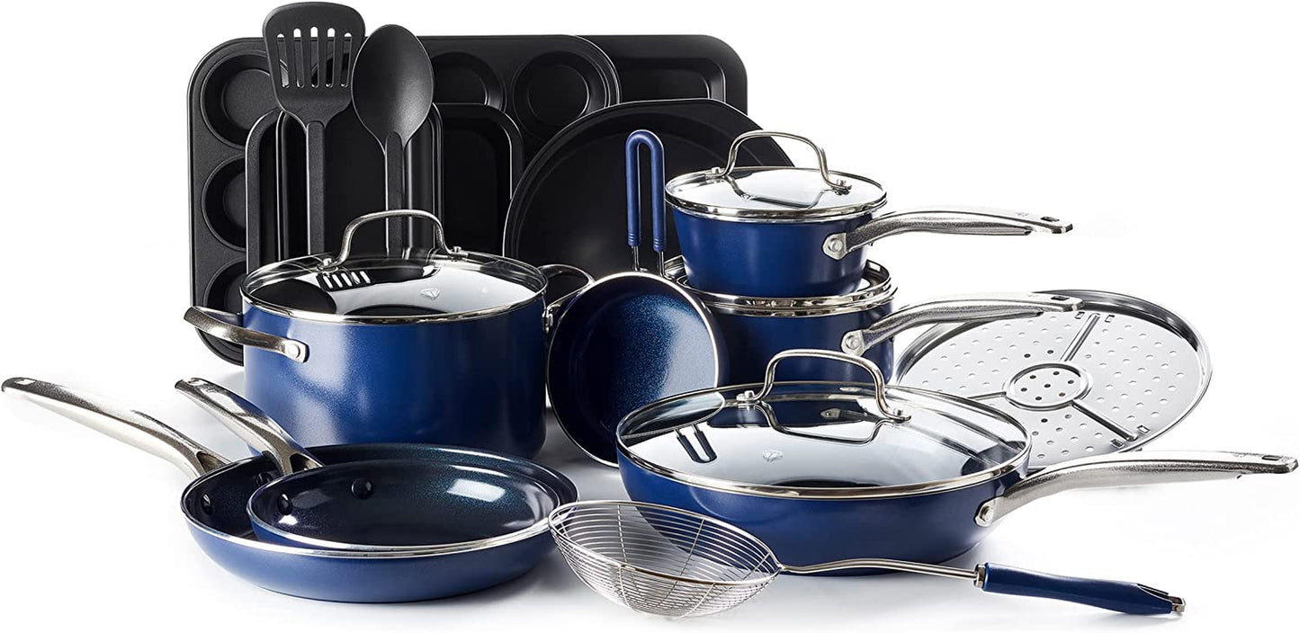 Cookware Diamond Healthy Nonstick, Cookware Pots and Pans Set, 20 Piece