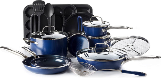 Cookware Diamond Healthy Nonstick, Cookware Pots and Pans Set, 20 Piece