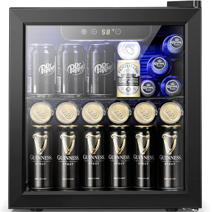 1.3 Cu.Ft Beverage Cooler - 12 Bottle & 48 Can Wine Cooler, Mini Drink Cooler Dispenser with Transparent Glass Door , Suitable for Home/ Bar/ Office