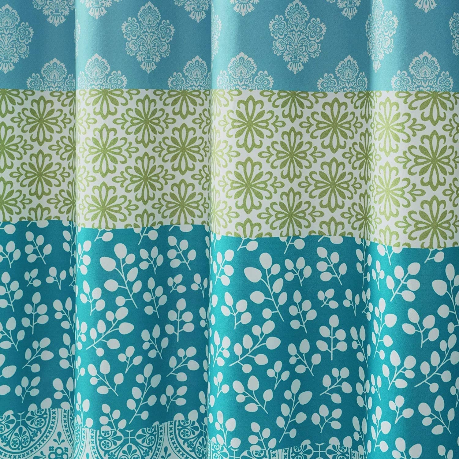 Bohemian Striped Shower Curtain Colorful Bold Design, 72" X 72", Blue and Green