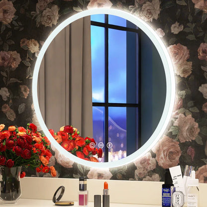 Epperly Led-Round-Bathroom-Mirror/ Led-Mirror/ Defogging/ Bluetooth Speakers/ Dimmable/ Color Adjustable